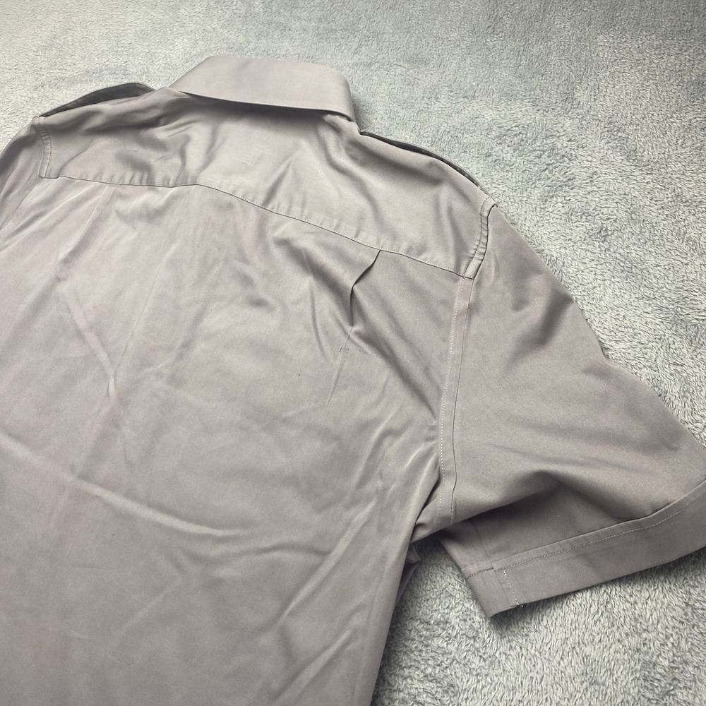 A Cut Above Mens Pilot Shirt‎ 16.5 Tapered Brooks Short Sleeve Button Down Grey - Picture 11 of 16